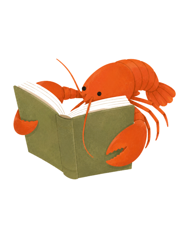 The lobster reading a book